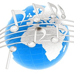 Image showing music notes  background. 3D illustration