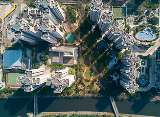 Image showing Top view of cityscape in Hong Kong