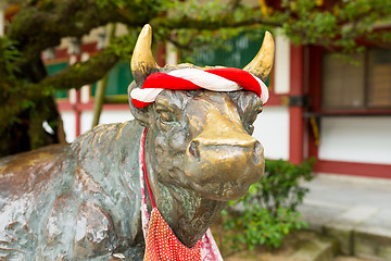 Image showing Bull statue in Dazaifu Tenmangu Shrine