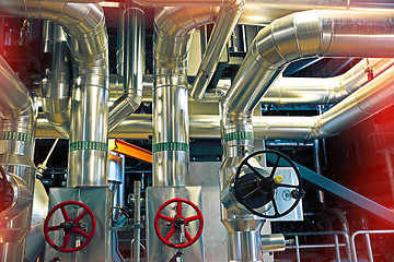 Image showing Equipment, cables and piping as found inside of a modern industr