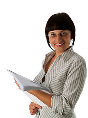 Image showing Young businesswoman with papers