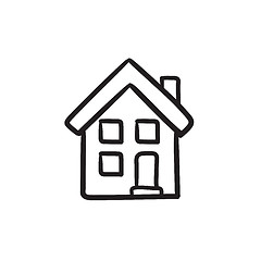 Image showing Two storey detached house sketch icon.