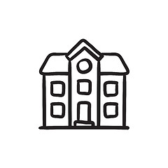 Image showing Two storey detached house sketch icon.