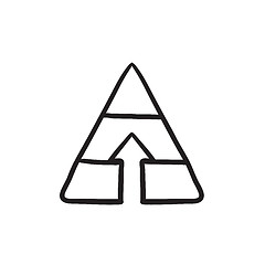 Image showing Pyramid with arrow up sketch icon.