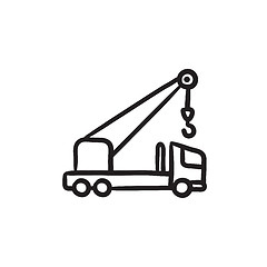 Image showing Mobile crane sketch icon.