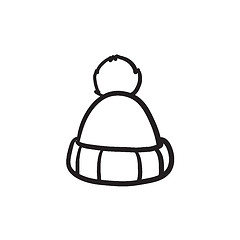 Image showing Knitted hat sketch icon.