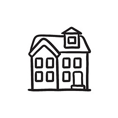 Image showing Two storey detached house sketch icon.