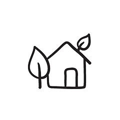 Image showing Eco-friendly house sketch icon.