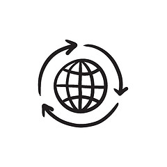 Image showing Globe with arrows sketch icon.