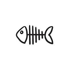 Image showing Fish skeleton sketch icon.