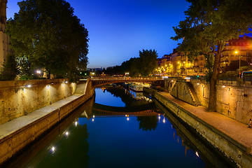 Image showing Seine River at midnight