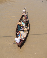 Image showing Fishing vessel on Dala River, Myanmar