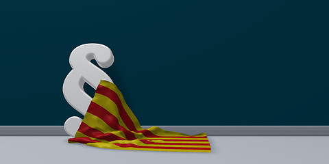 Image showing flag of catalonia and paragraph symbol - 3d illustration