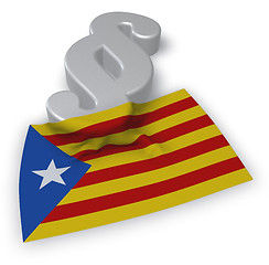 Image showing flag of catalonia and paragraph symbol - 3d illustration