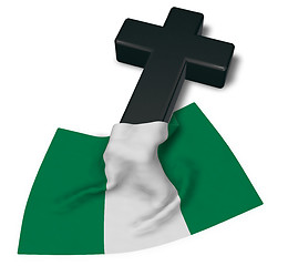 Image showing christian cross and flag of nigeria - 3d rendering