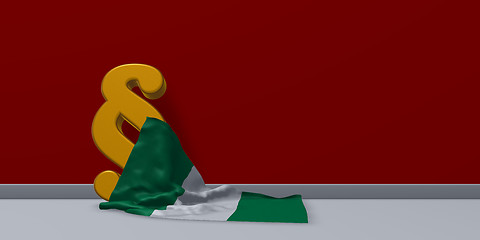 Image showing flag of nigeria and paragraph symbol - 3d illustration