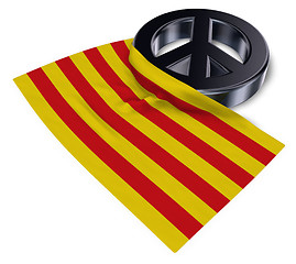 Image showing peace symbol and flag of catalonia - 3d rendering