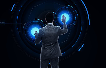 Image showing businessman working with virtual reality screen