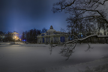 Image showing View of evening or night Cameron Gallery and Grot in Catherine park. Tsarskoye Selo Pushkin, St.Petersburg, Russia