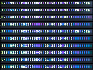 Image showing Airport departures board.