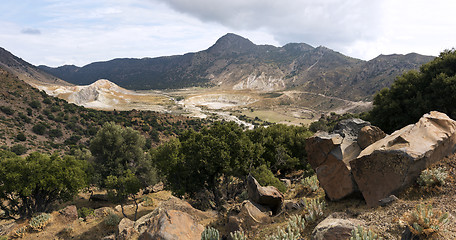 Image showing View of Stefanos crater (in the middle), Nisyros. Greek island