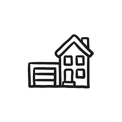 Image showing House with garage sketch icon.