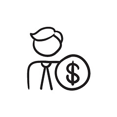 Image showing Man with dollar sign sketch icon.