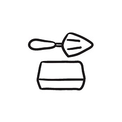 Image showing Spatula with brick sketch icon.