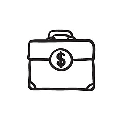 Image showing Suitcase with dollar symbol sketch icon.