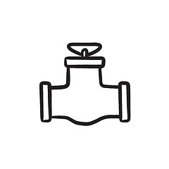 Image showing Gas pipe valve sketch icon.