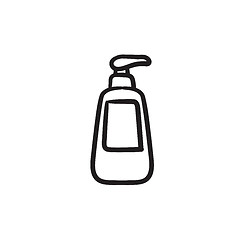 Image showing Bottle with dispenser pump sketch icon.