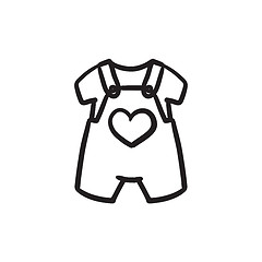 Image showing Baby overalls and shirt sketch icon.