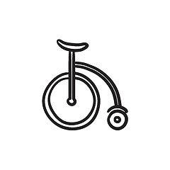 Image showing Circus old bicycle sketch icon.