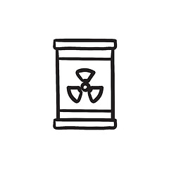 Image showing Barrel with ionizing radiation sign sketch icon.