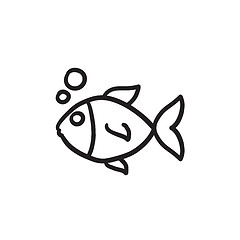 Image showing Small fish sketch icon.