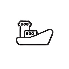 Image showing Cargo container ship sketch icon.