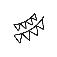 Image showing Christmas triangular flags sketch icon.