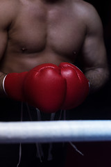 Image showing kick boxer with a focus on the gloves