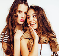 Image showing best friends teenage girls together having fun, posing emotional