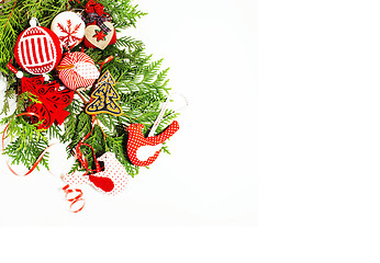 Image showing christmas decoration isolated , white background for post card g