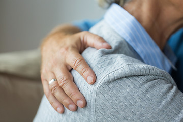 Image showing close up of married senior couple hugging