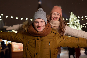 Image showing happy couple having fun at christmas market