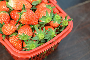 Image showing Closeup on strawberries in basket