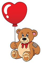 Image showing Teddy bear with heart shaped balloon