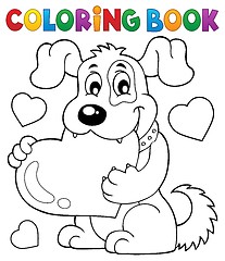 Image showing Coloring book Valentine dog theme 1