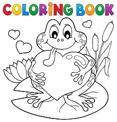 Image showing Coloring book Valentine frog