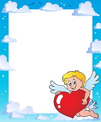 Image showing Cupid holding stylized heart frame 1