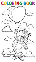 Image showing Coloring book clown with balloon