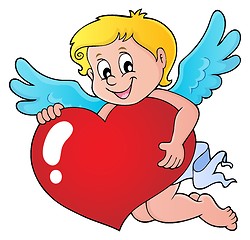 Image showing Cupid holding stylized heart image 1