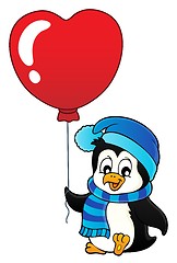 Image showing Cute Valentine penguin theme image 1